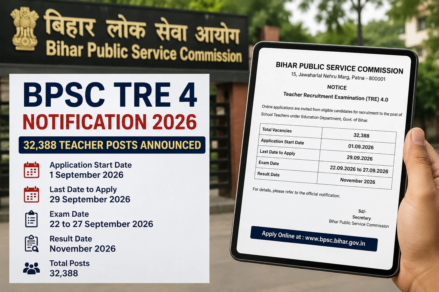 BPSC TRE 4 Notification 2026 Released: 32,388 Teacher Posts Announced