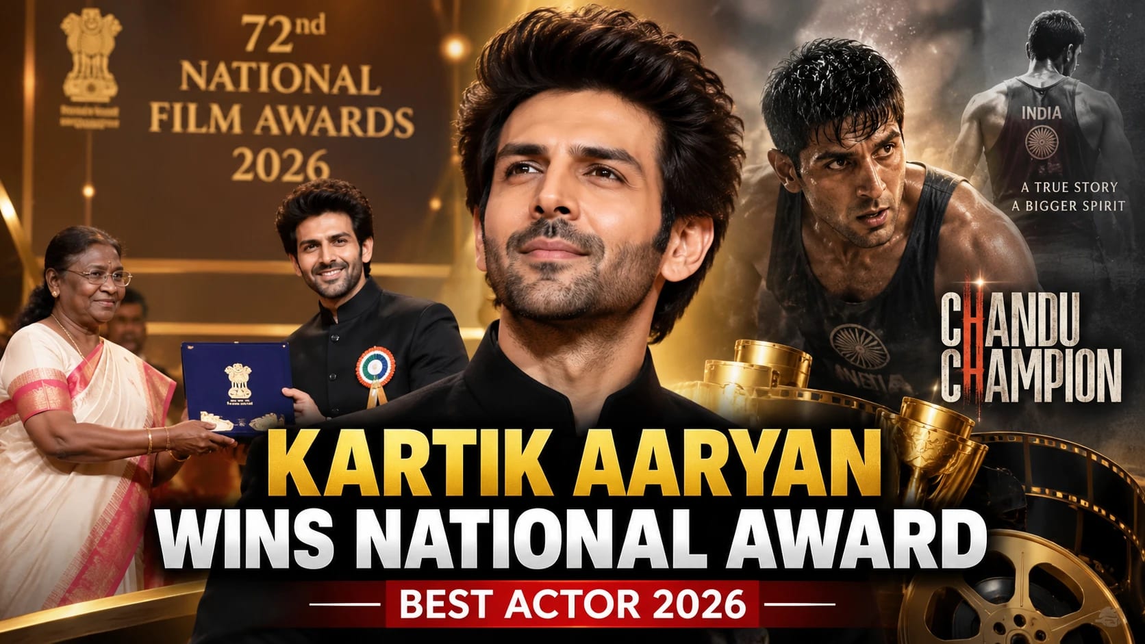 Kartik Aaryan Wins National Film Award for Best Actor for Chandu Champion
