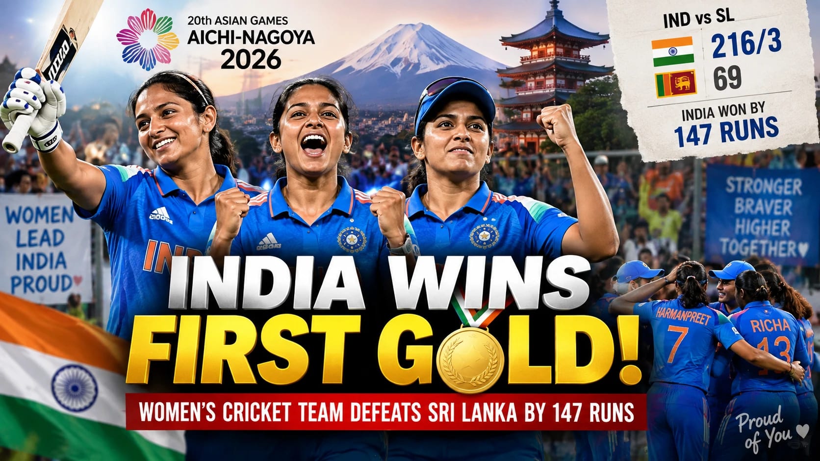 🇮🇳 Indian Women Create History, Win India’s First Gold at Asian Games 2026
