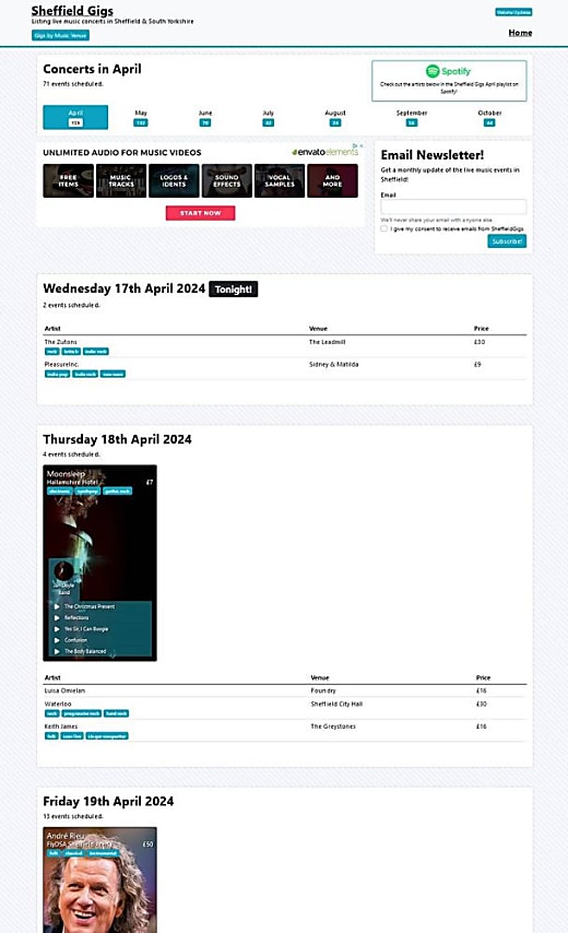 Sheffield Gigs Homepage