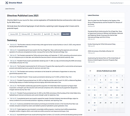 Legislation Tracker Homepage