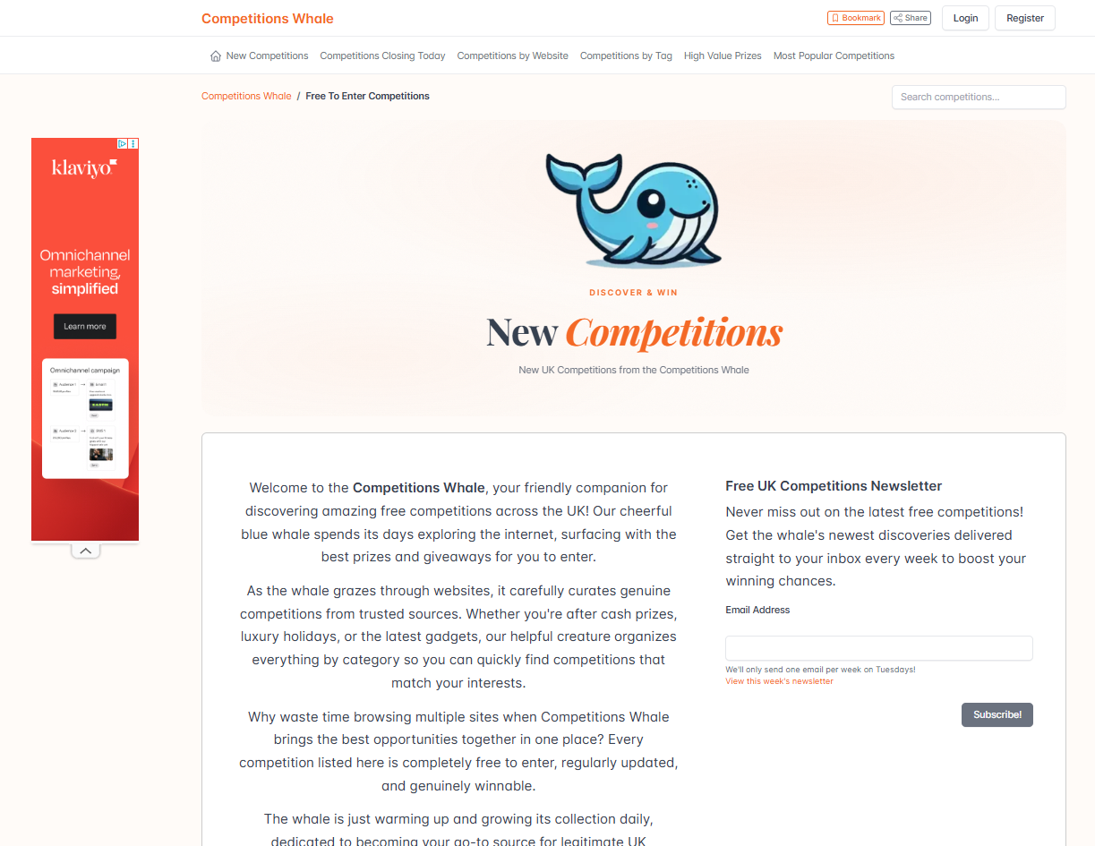 Competitions Whale Homepage