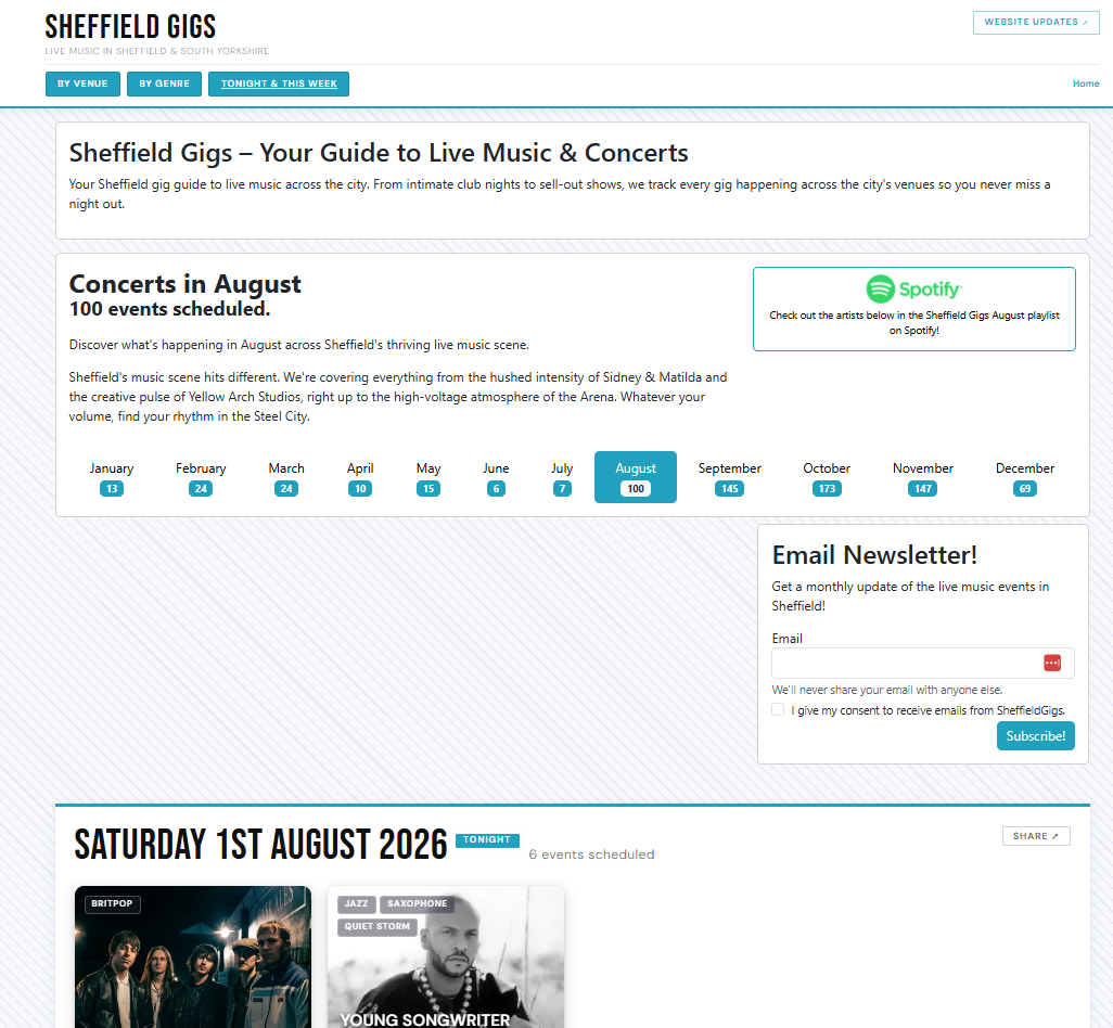 Sheffield Gigs Homepage