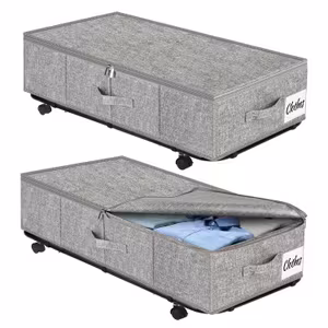 Set of 2 Sturdy Under Bed Rolling Storage Containers with Wheels