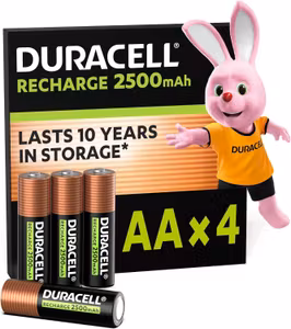 Duracell AA Rechargeable Batteries 2500 mAh (4 Pack)
