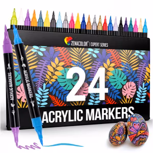 Zenacolor 24 Acrylic Paint Markers - Dual Tip