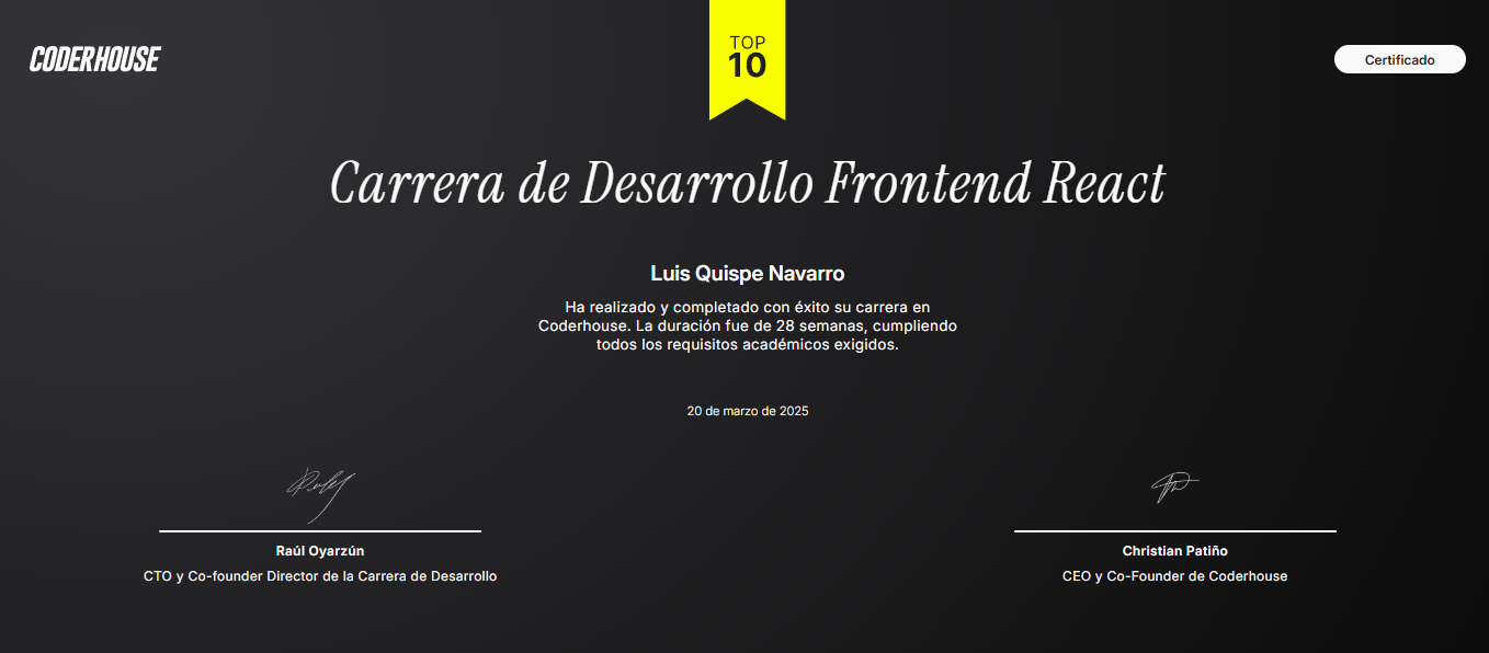 Carrera React Certification