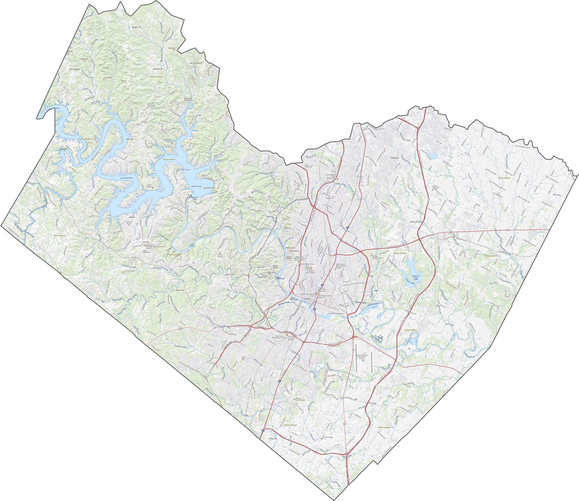 Travis County Texas map