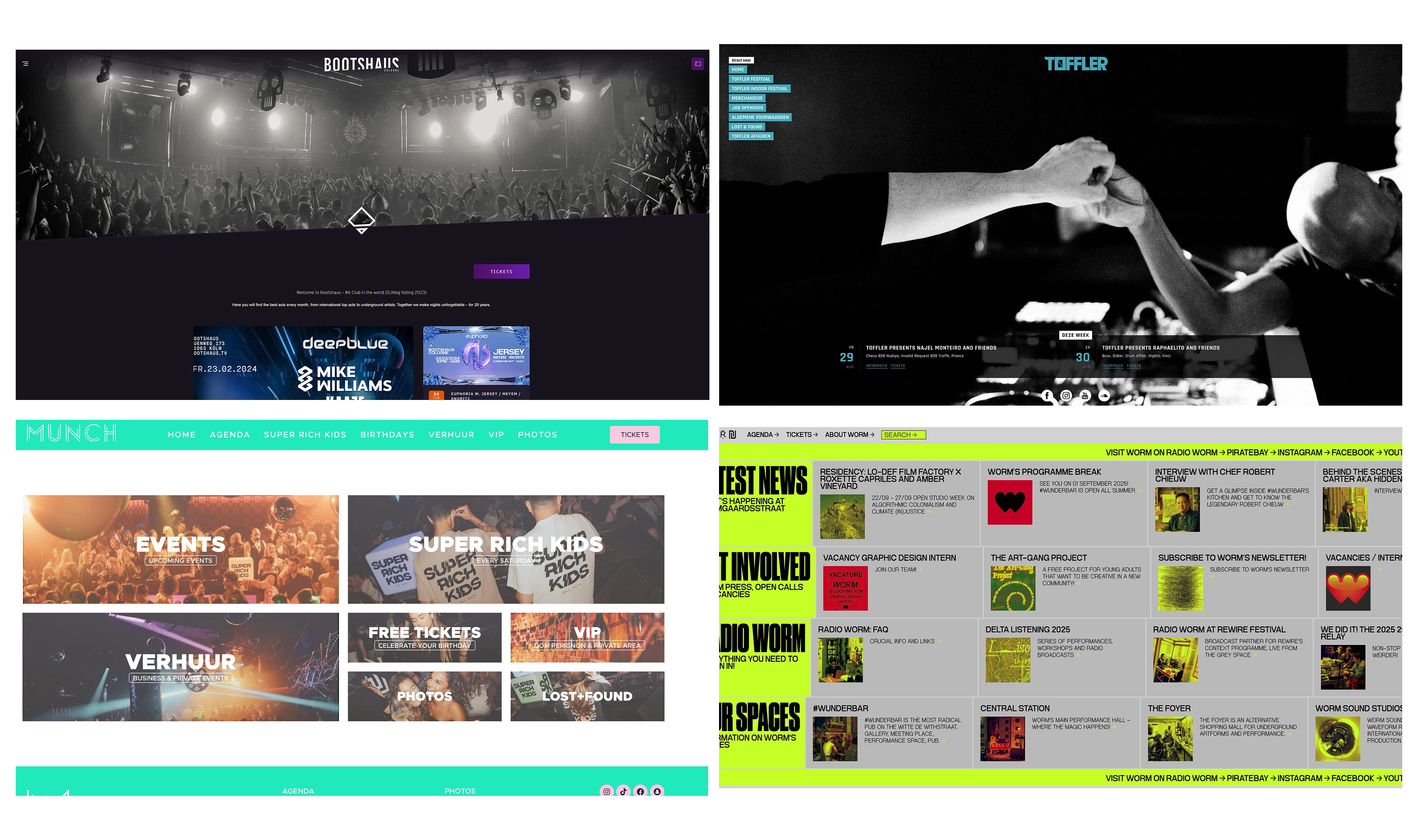 Other nightclub websites I researched