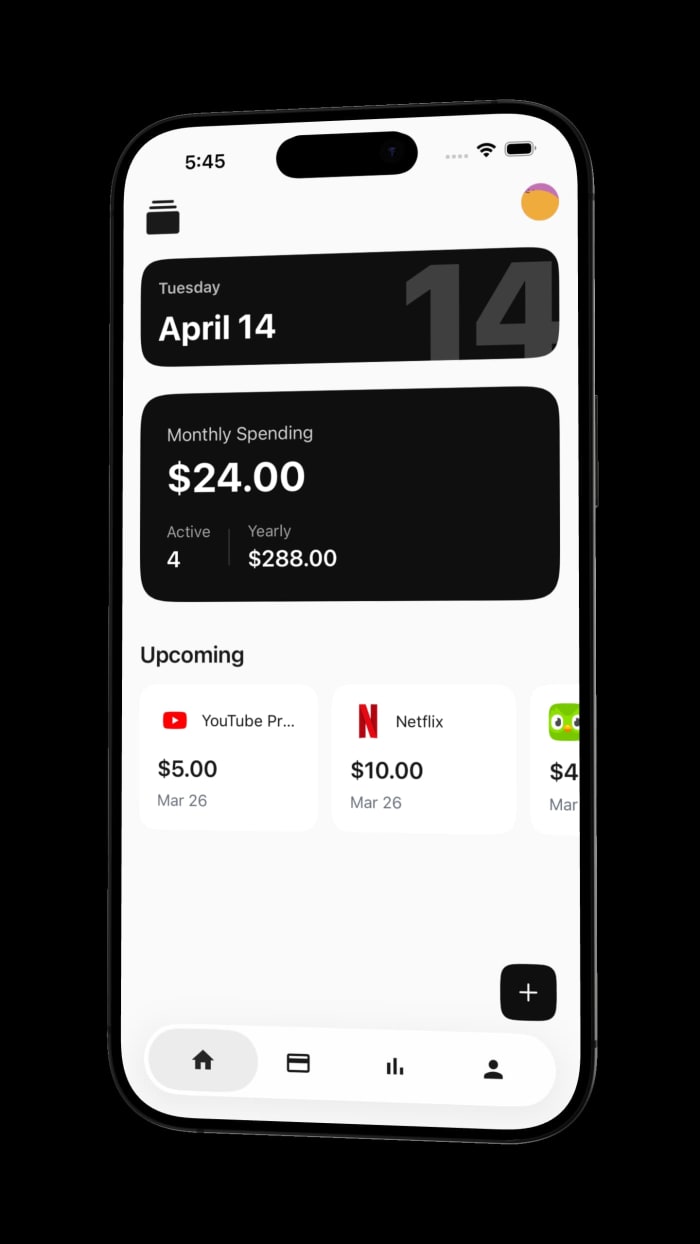 Subscribed app dashboard screen