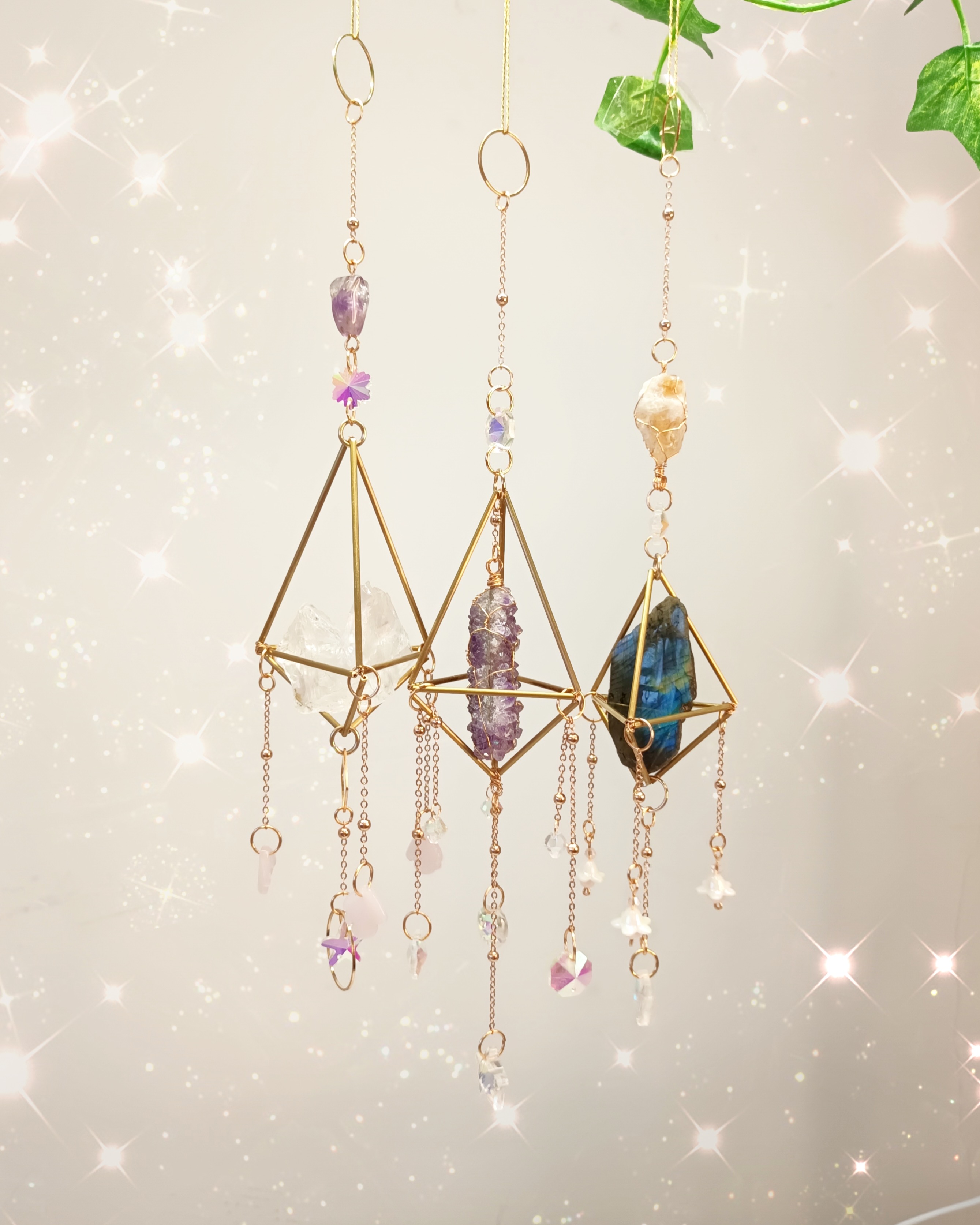 [水晶系列] 立體幾何三角水晶能量吊飾 手作課程