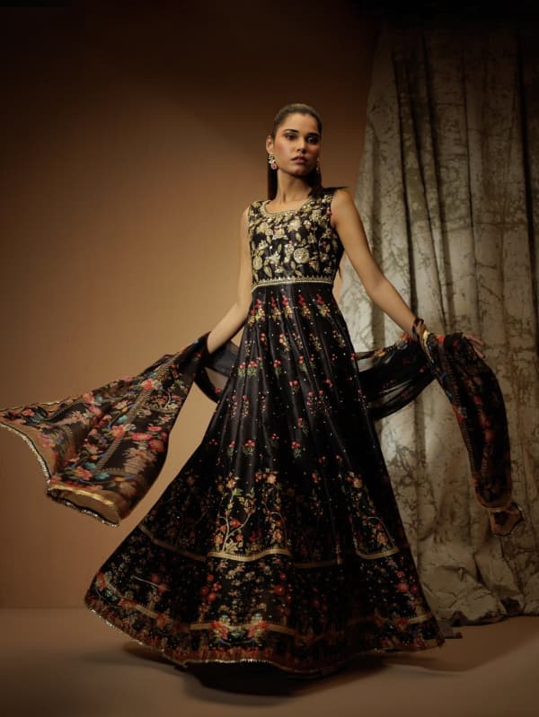 UB-027 -Black Frock - Luxury Pakistani Party Wear with Hand Embroidery