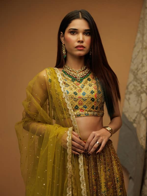 Dhani Lehenga - Luxury Pakistani Formal Dress in TASAR SILK with Hand Embroidery
