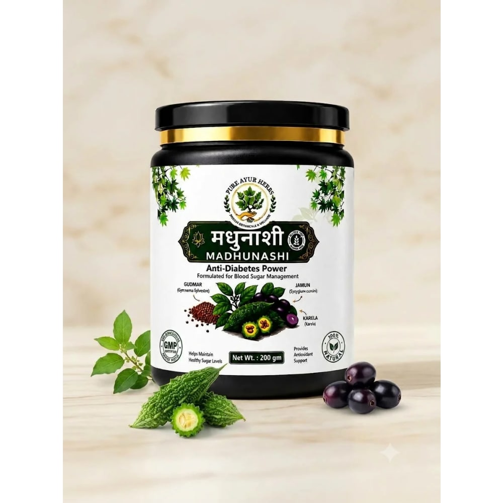 MADHUNASHI POWDER- Helps Manage Sugar level(मधुनाशी पाउडर - ब्लड शुगर के स्तर को नियंत्रित करने में सहायक) - 100% Certified Ayurvedic Remedy | Pure Ayur Herbs