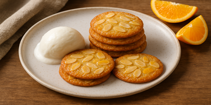 Almond and Orange Cookies with Frozen Yogurt