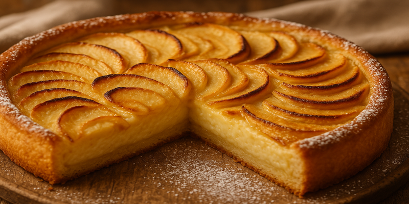 Apple and pastry cream cake