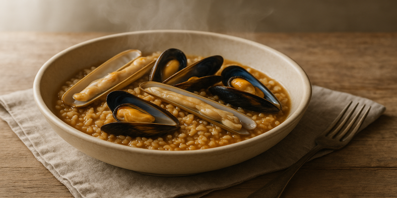 Brown Rice with Razor Clams (or Clams, Mussels)