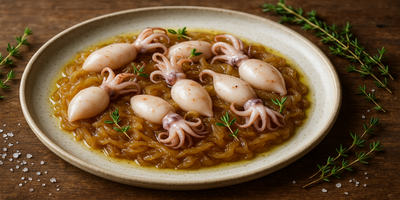 Baby Squid with Confit Onions