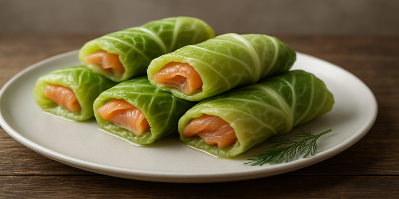 Steamed Cabbage Stuffed with Smoked Salmon