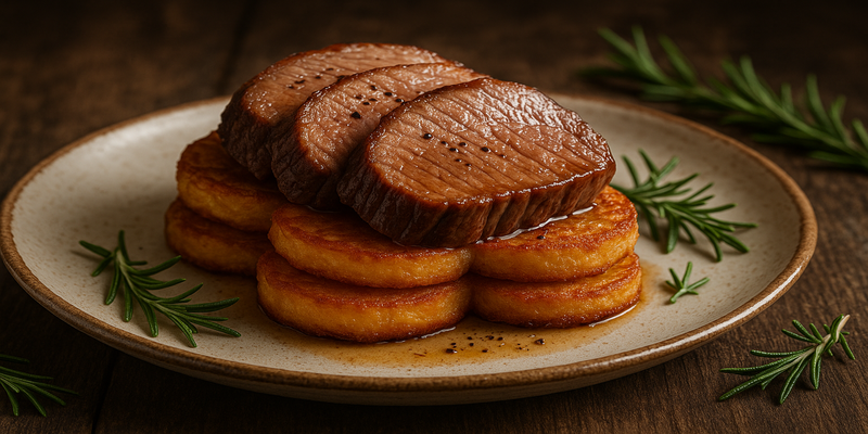 Oven-roasted beef shoulder with pommes rissolées