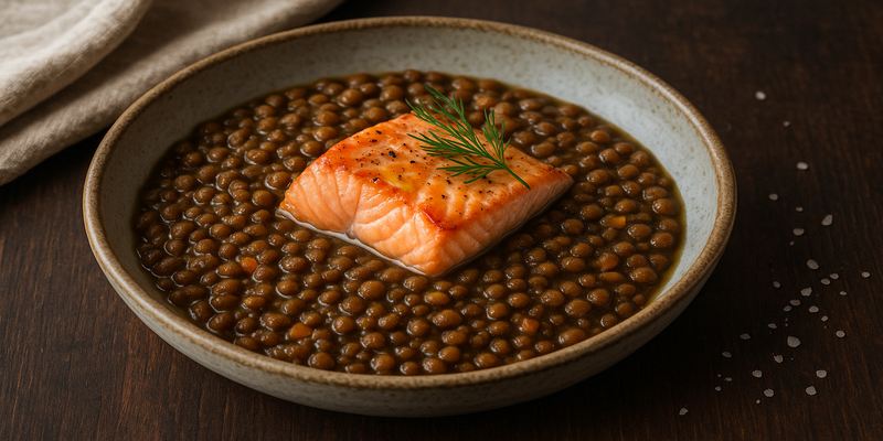 Stewed Lentils with Salmon