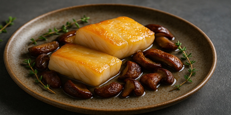 Confited Cod Loins with Porcini Mushrooms