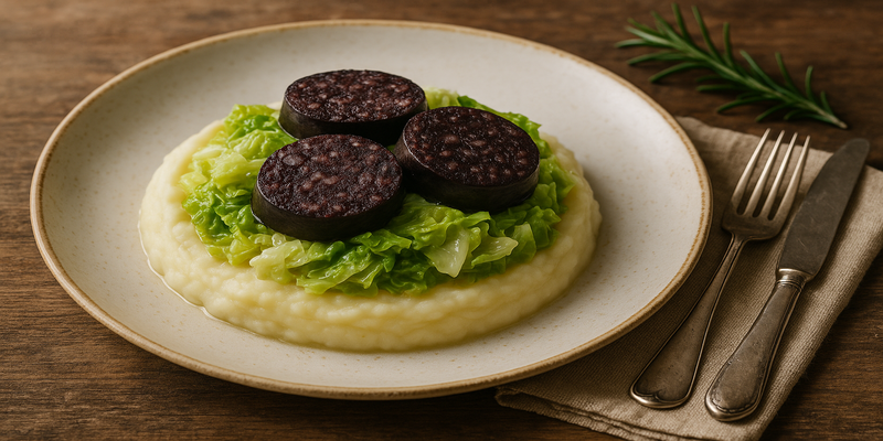Potato, Cabbage, and Black Sausage Cake