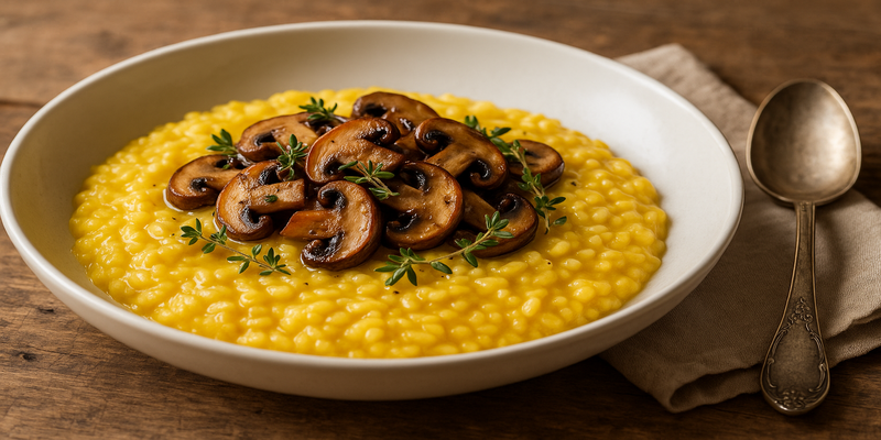 Saffron and Mushroom Risotto (or any other previously cooked accompaniment)