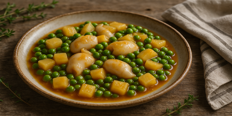Cuttlefish with Peas and Forki Potatoes