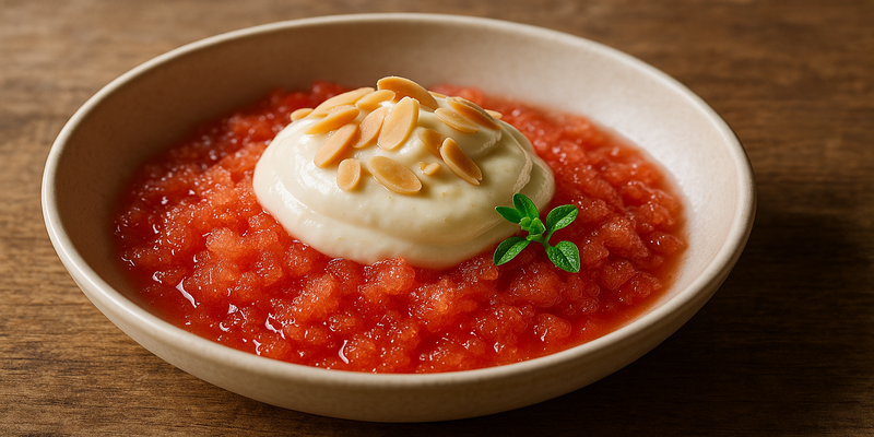 Salted tomato granita and blancmange