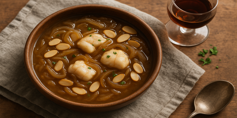 Onion, Almond, and Monkfish Soup (recipe by Carme Ruscalleda from Sant Pau restaurant)