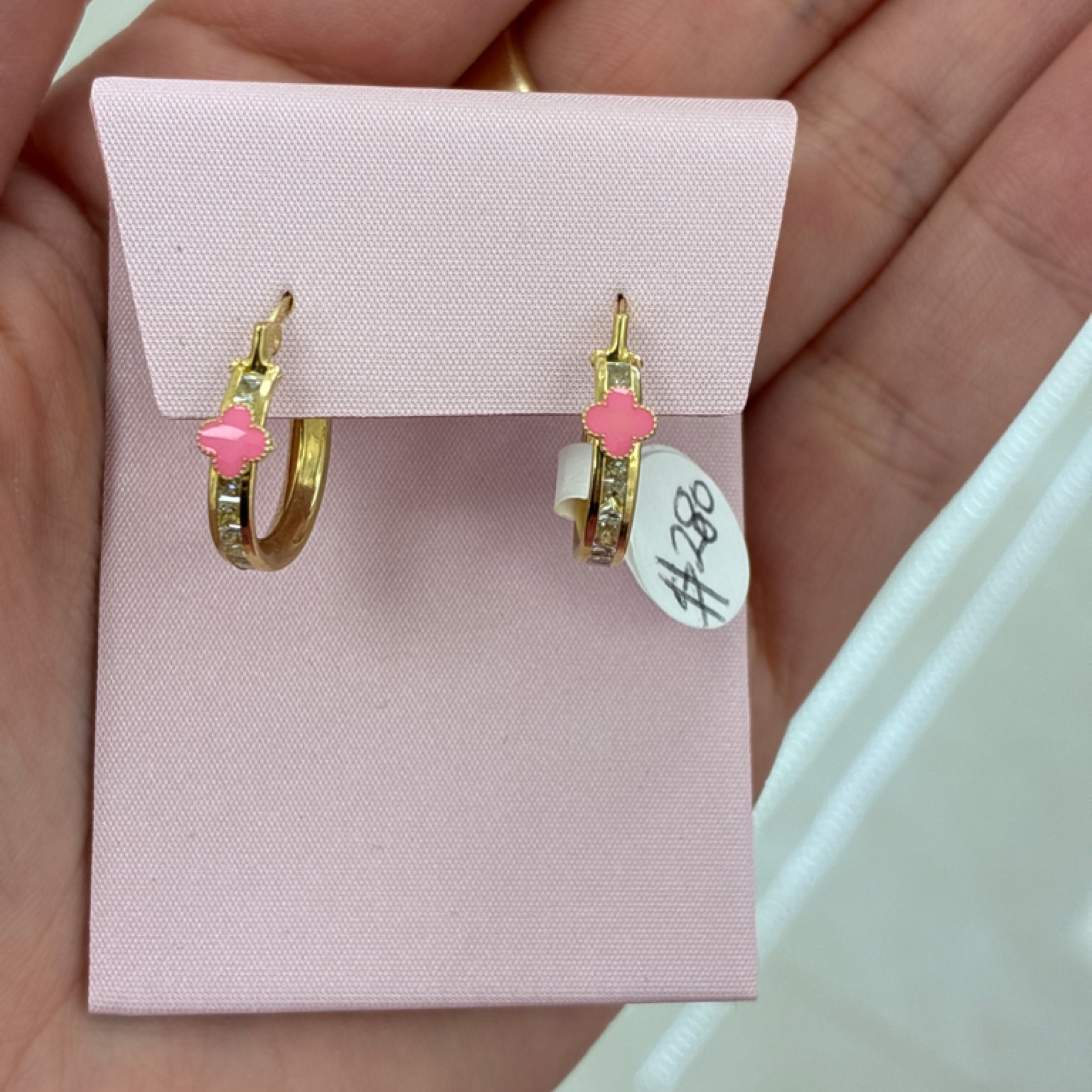 Baby hoop pink flower 10KT