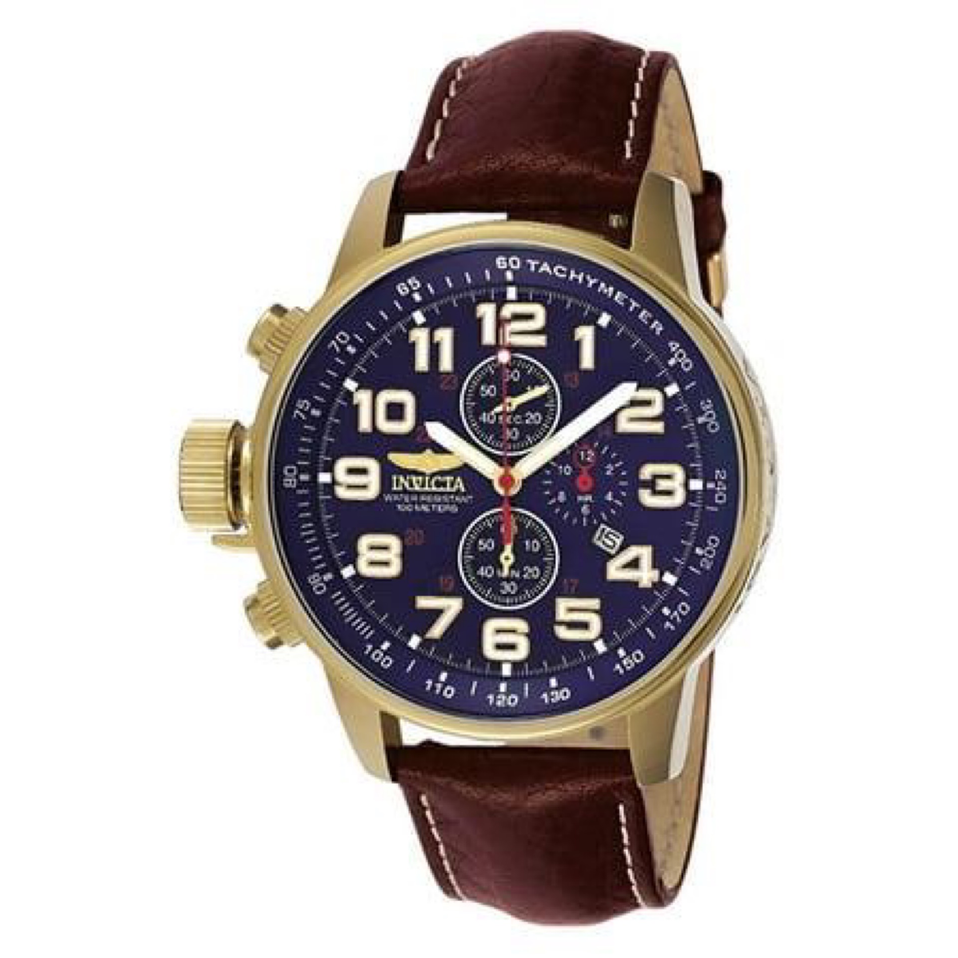 3329 Reloj Invicta Force Lefty Cronógrafo Esfera Azul Correa de Cuero Marrón para Hombre