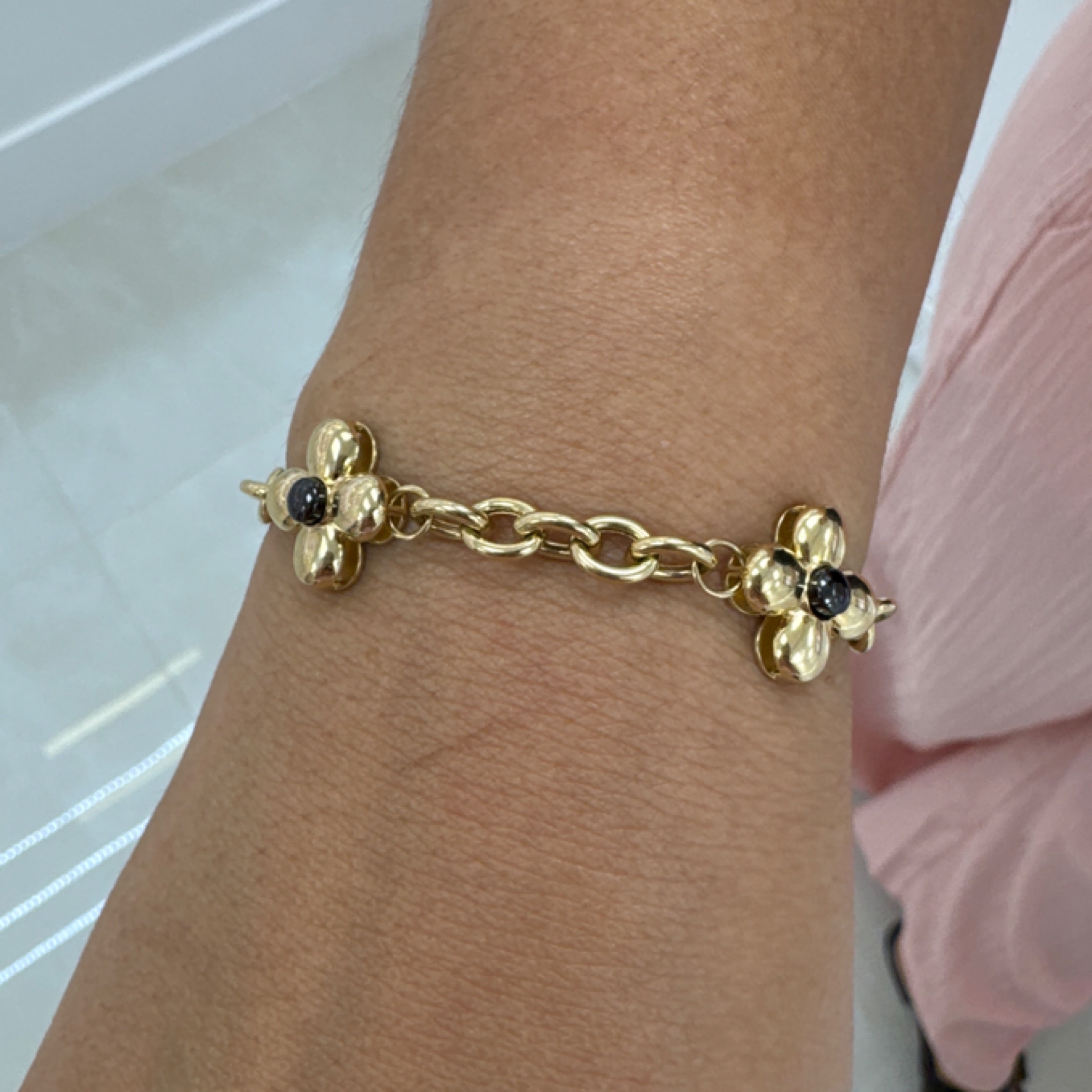 Rolo bracelet Golden flowers 14KT