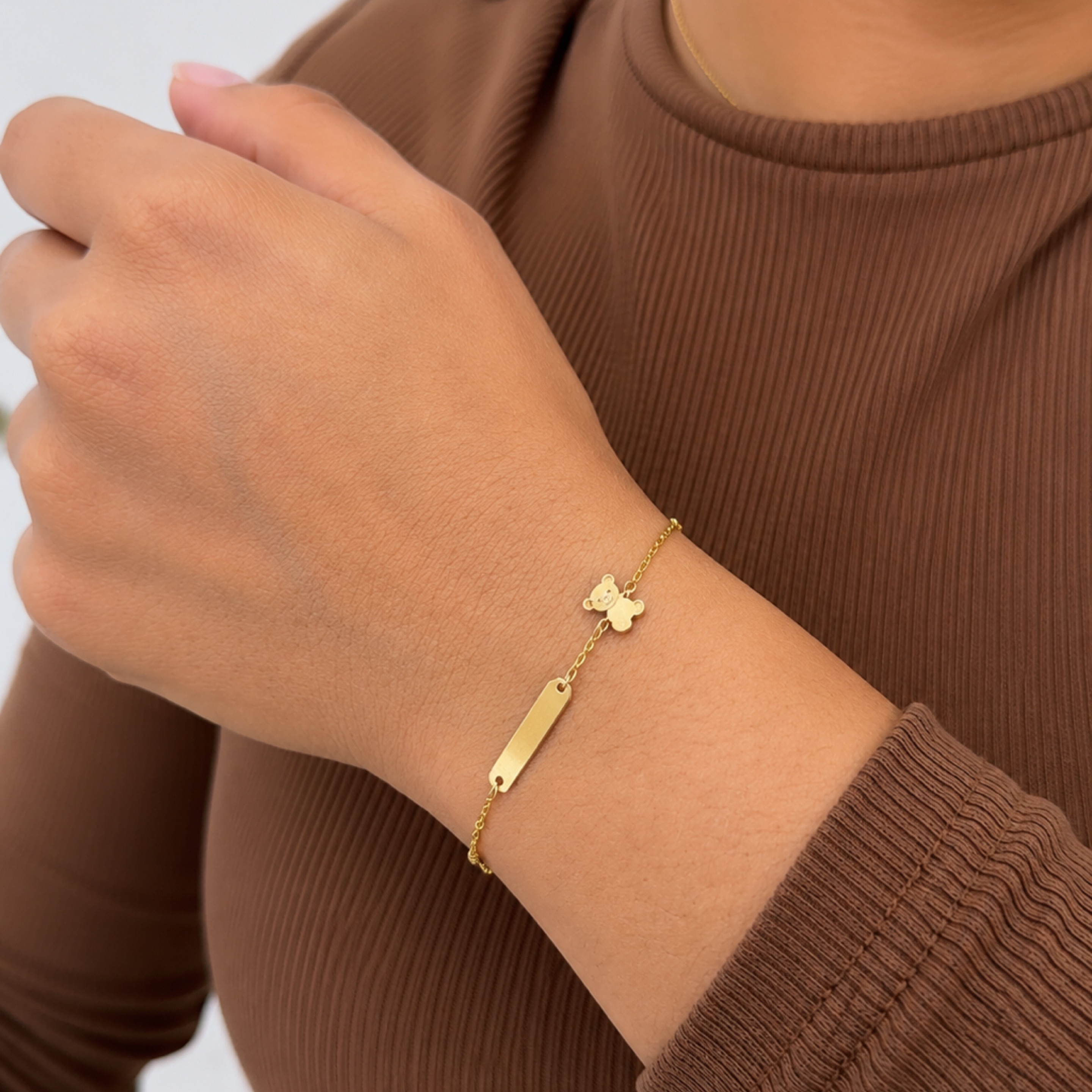 Baby bracelet with balls and bear 14KT