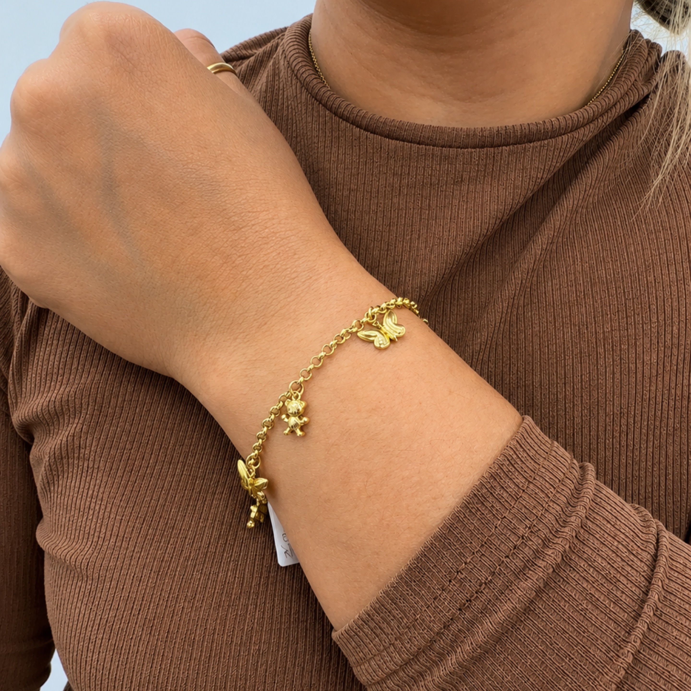 Rolo bracelet with pendants 14KT