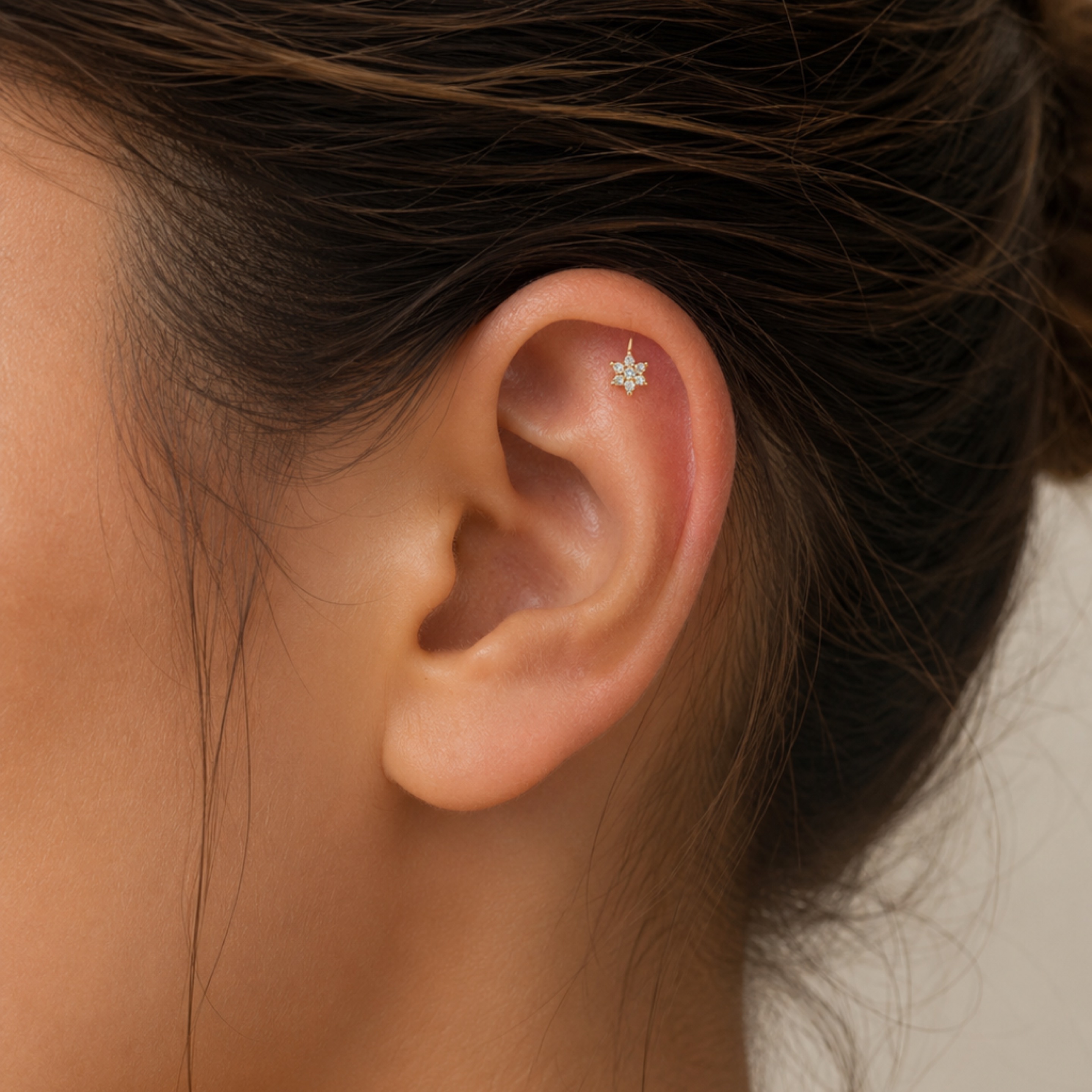 Flower ear piercing 14KT