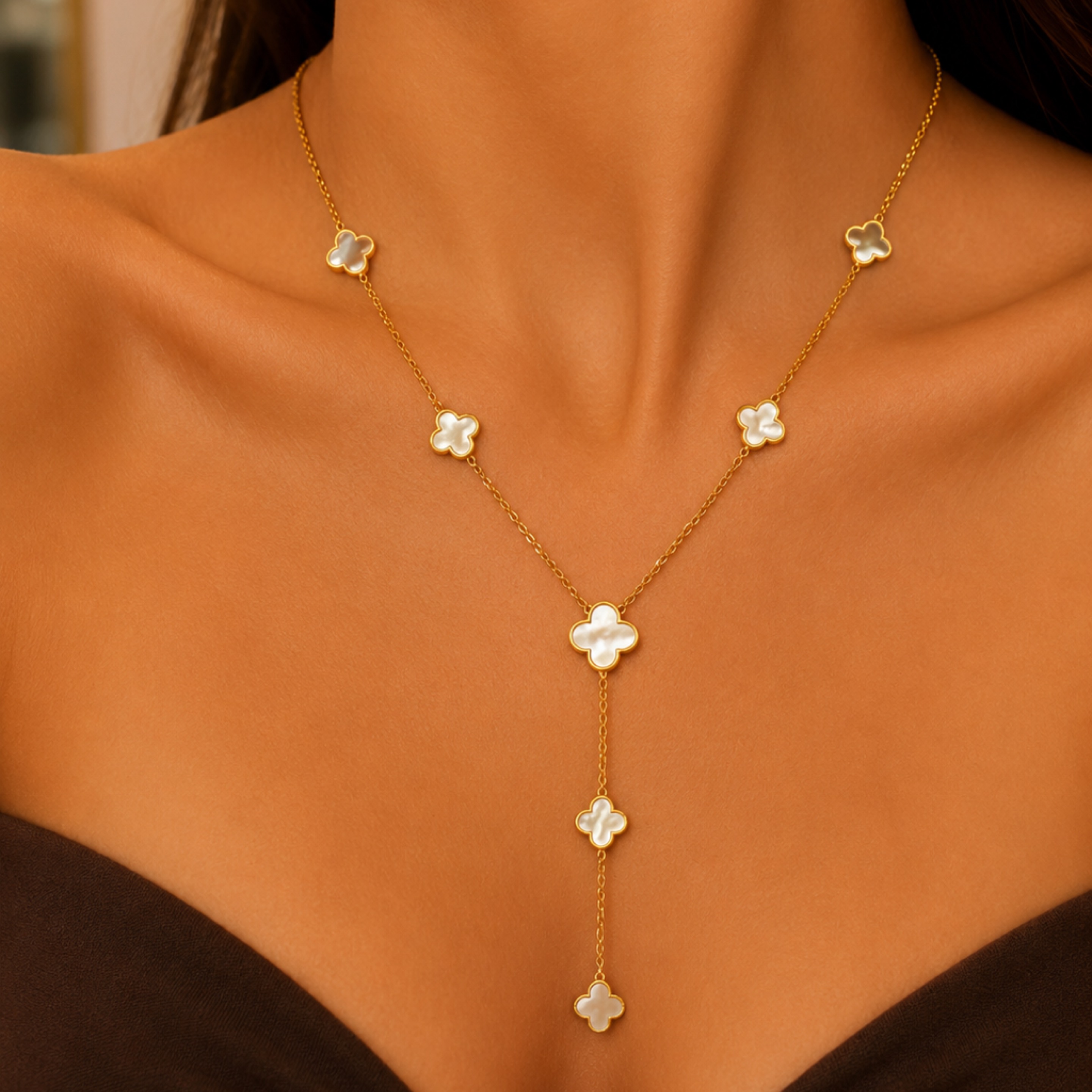 White Flower Necklace 14KT