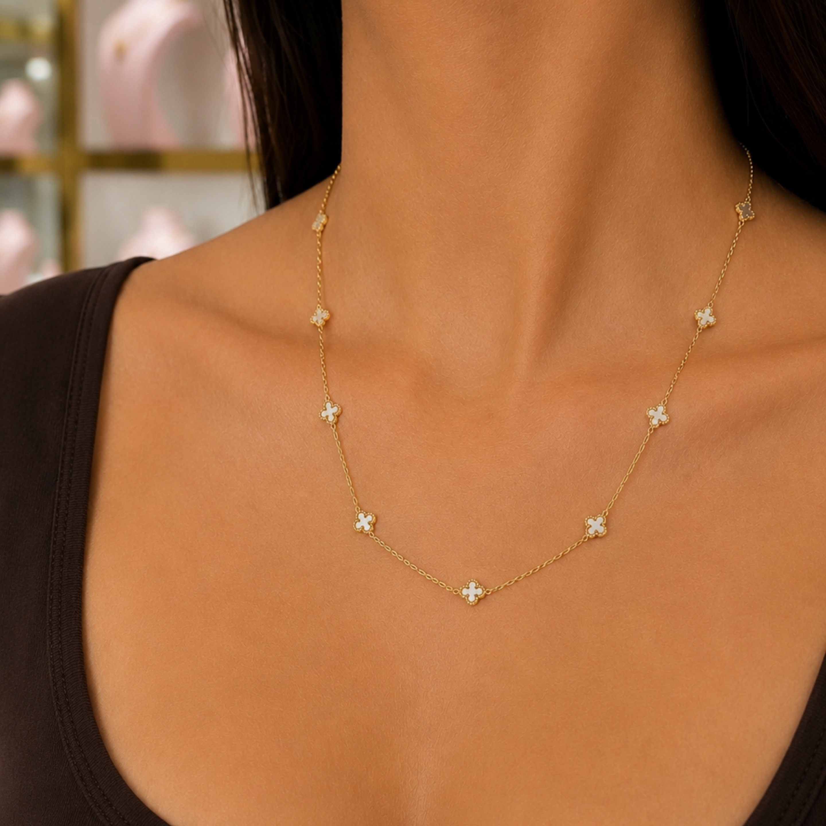 White mini Flowers chain 10KT