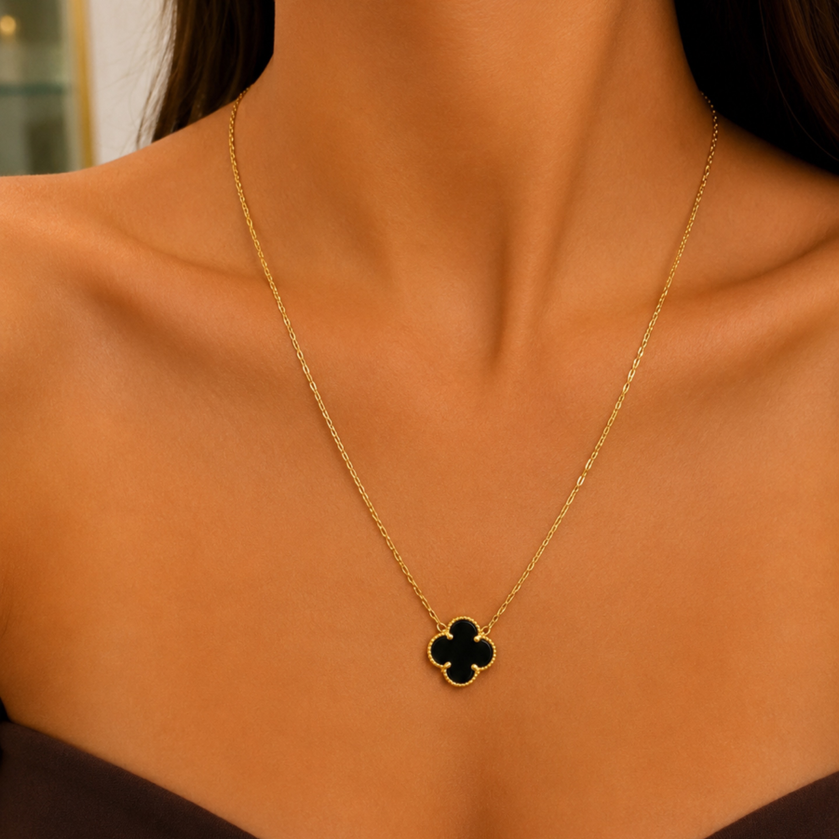 Black Flower Chain 10KT