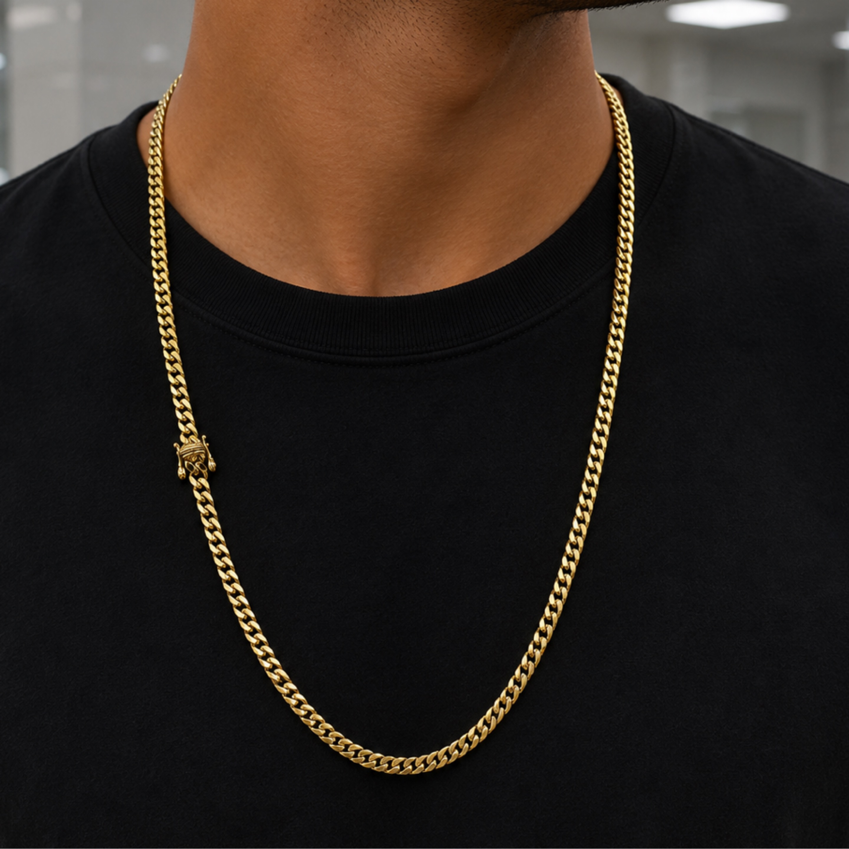 Micro Cuban link chain solid 5mm 14KT