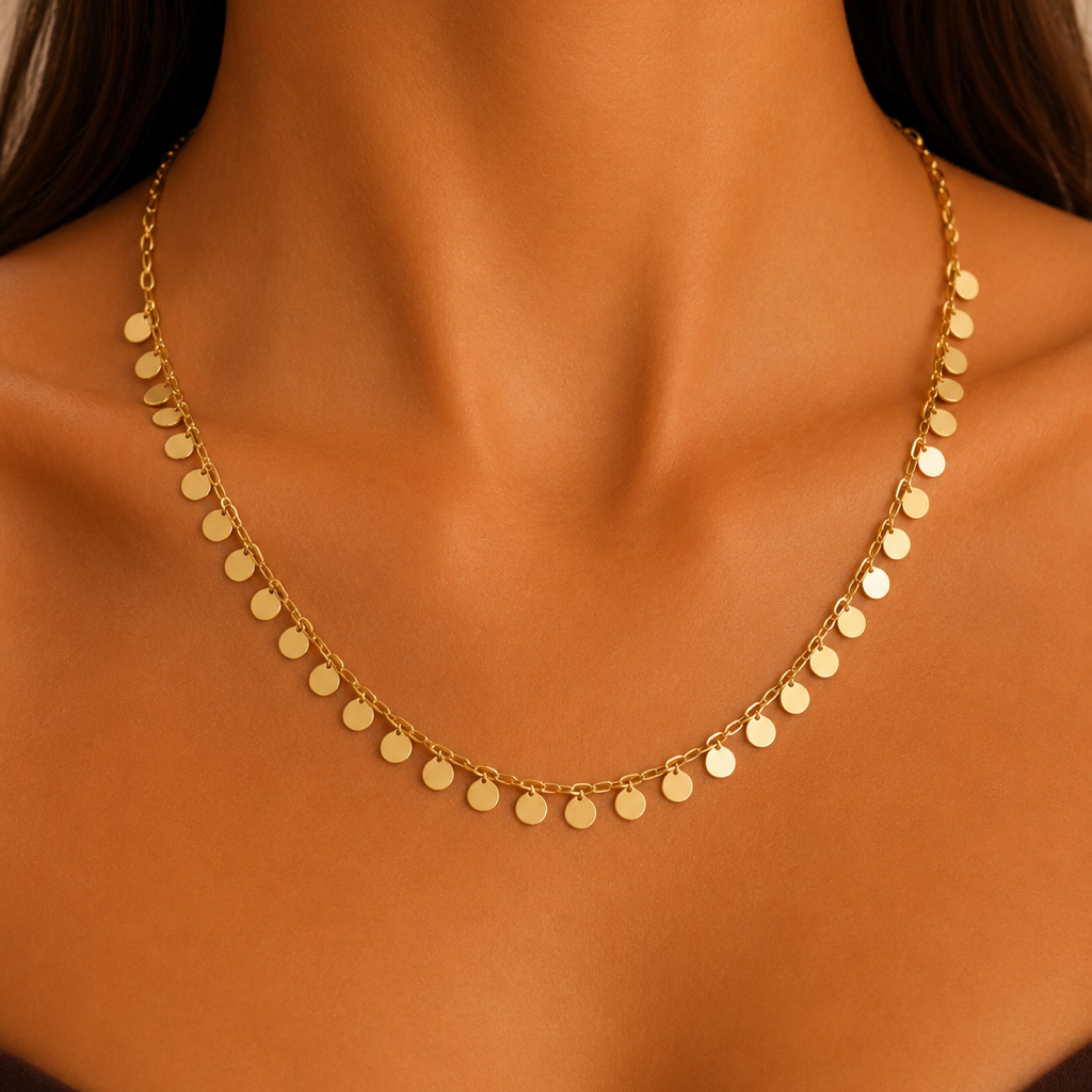 Elegant chain circle pendant 14KT