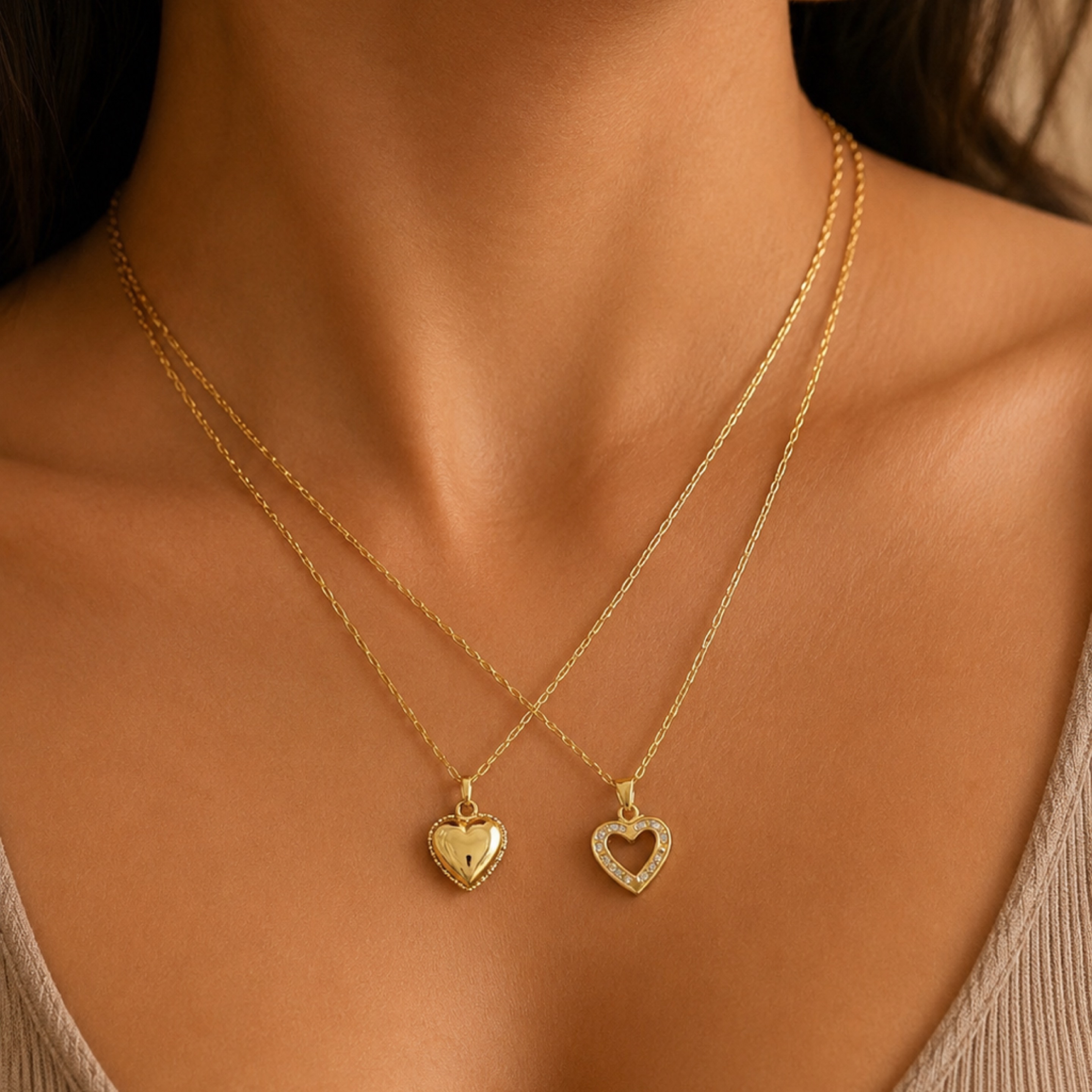 Paper clip chain & Heart pendant 14KT