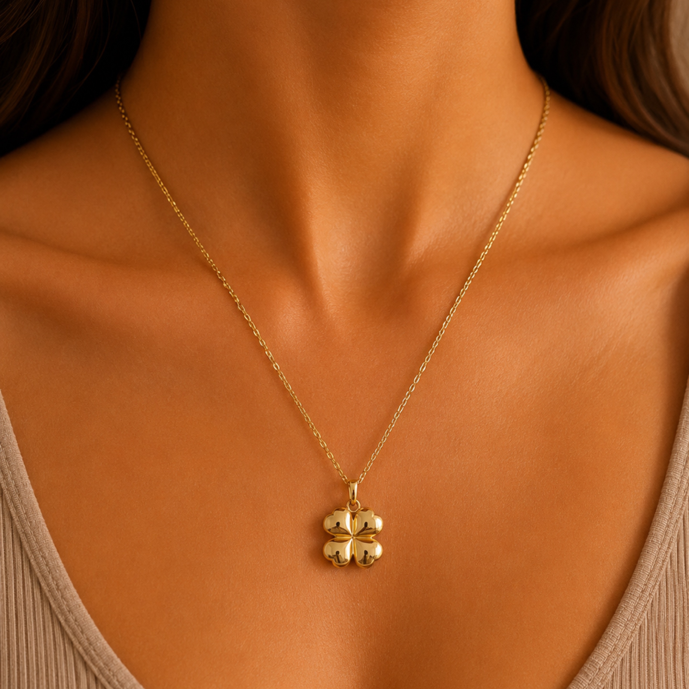 Elegant chain & flower plain 14KT