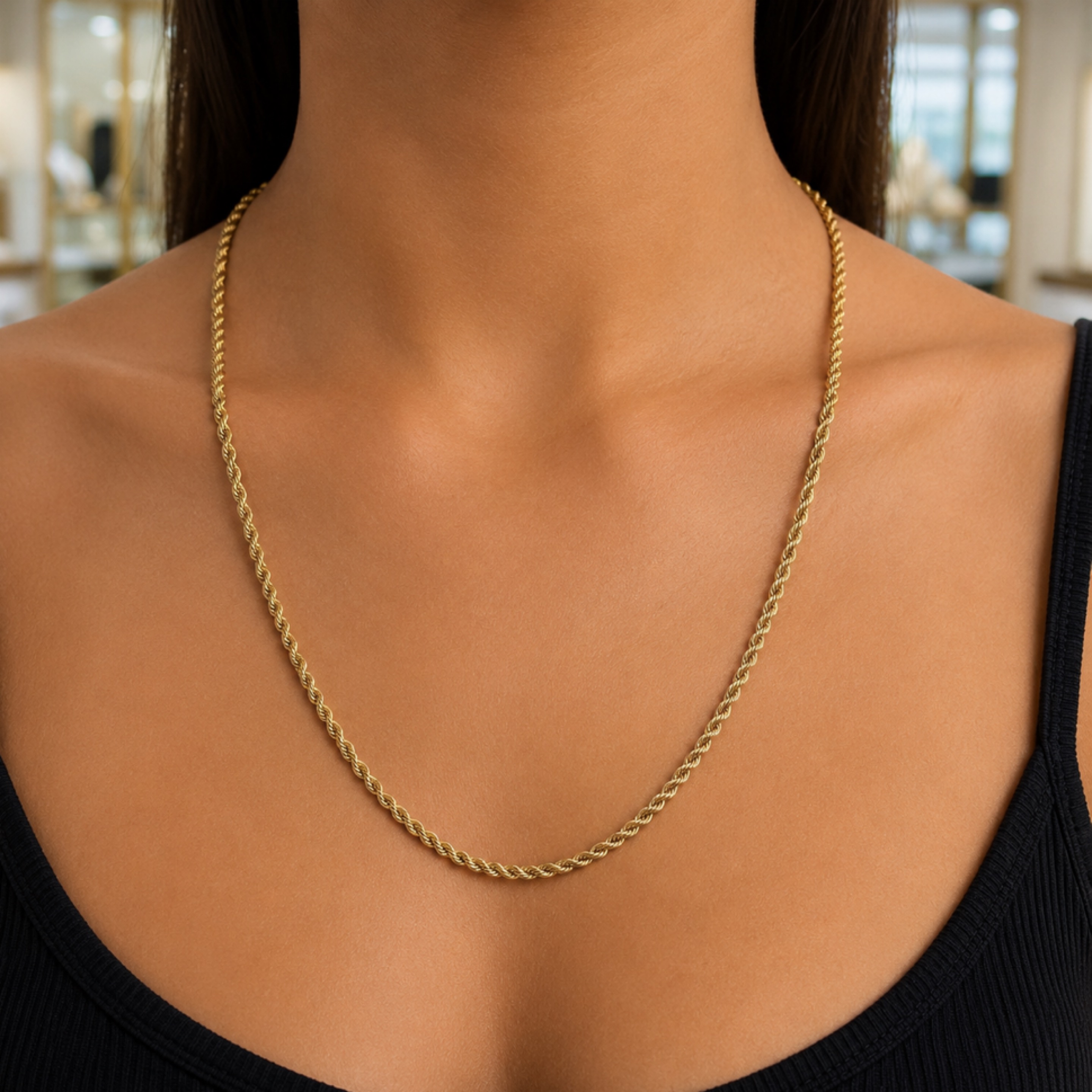 Rope chain semi solid 2.5mm 10KT