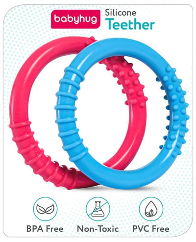 Babyhug Silicone Teether Ring with Rattle — buy on Amazon India
