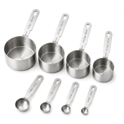 Stainless Steel Scoops & Measuring Cups Set (8 pieces) — buy on Amazon India