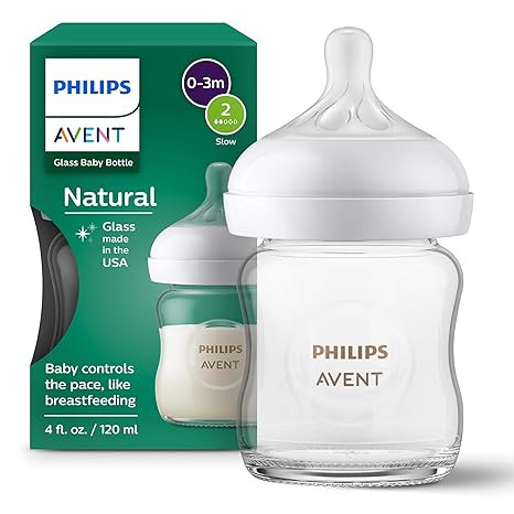 Philips Avent Natural Glass Bottle 240ml with Silicone Sleeve