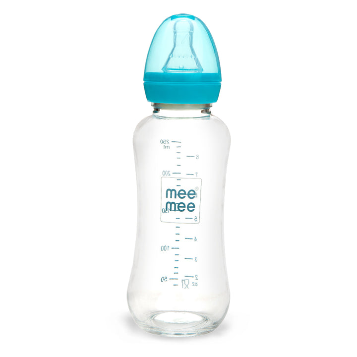 Mee Mee Premium Glass Feeding Bottle with Silicone Nipple 250ml