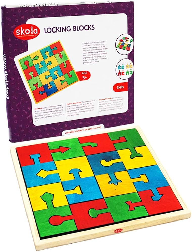 Skola Wooden Jigsaw Puzzles Set of 4